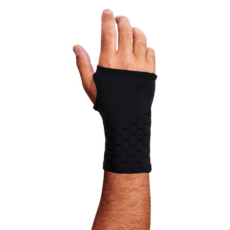 Ergodyne Wrist Support Sleeve, Nylon, Spandex, Elastane, Black, Size L 660